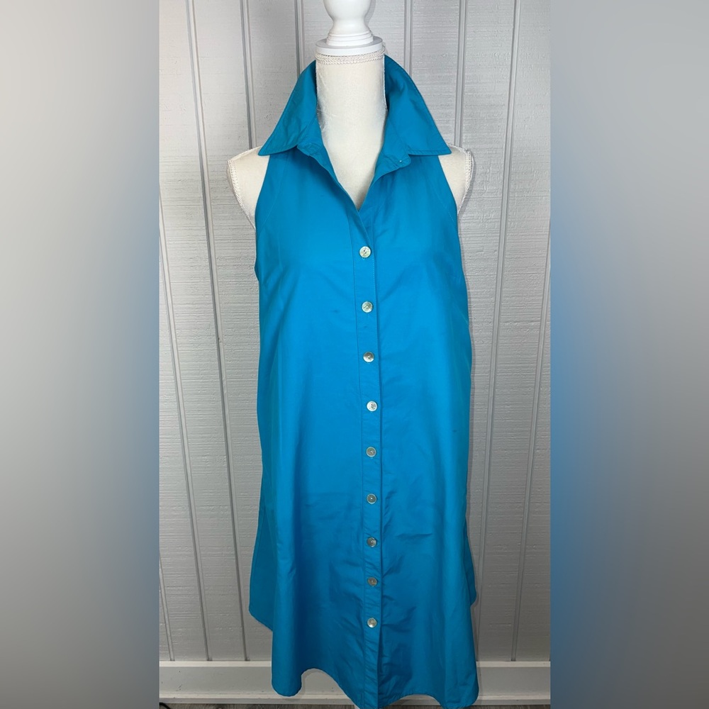 Finley Button-Front & Back Sleeveless Swing‎ Dress
Aqua Size Med